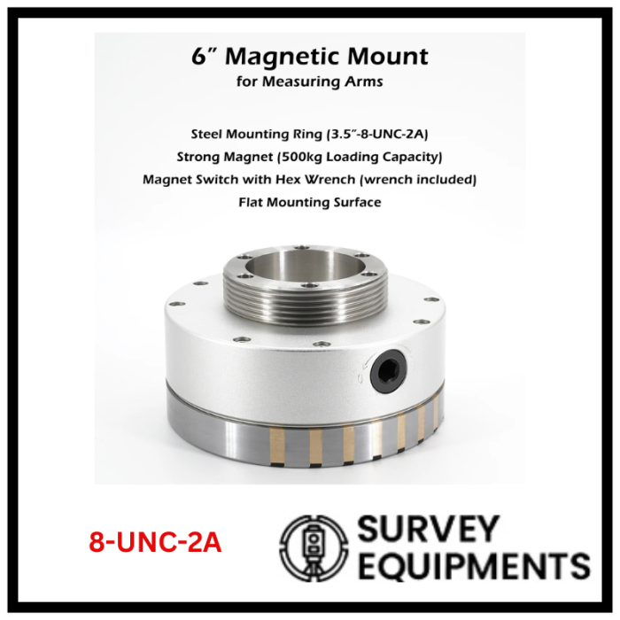 6″ Magnetic Mount Base For Faro Robotic Arm With 3.5″ Thread Mounting Ring