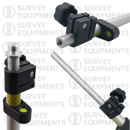 Mini prism pole with twist lock and laser-etched graduations for surveying with Leica and Topcon