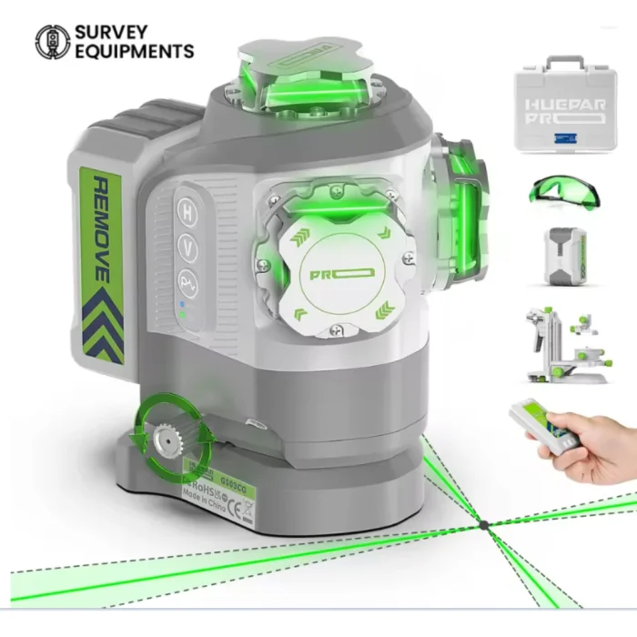 gs03cg-3d-green-laser-level-self-leveling-tool-pivot-adjustment GS03CG 3D Green Laser Level Self Leveling Tool with Pivot Fine Adjustment and ±2mm Accuracy