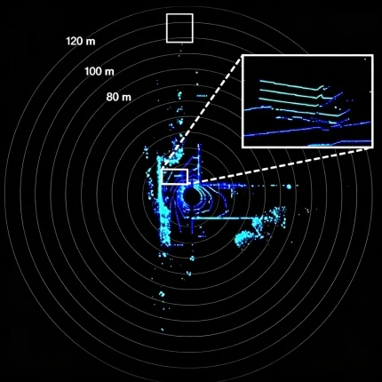 Hesai PandarXT LiDAR 120m detection range point cloud output example